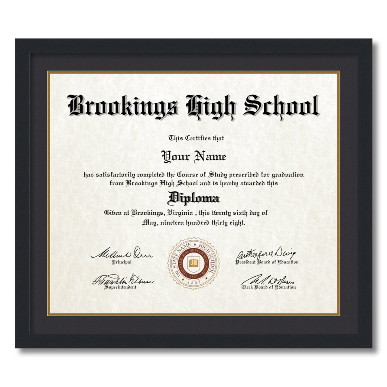 ArtToFrames 20x24 inch Diploma Frame - Framed with Black and Gold Mats, Comes with Regular Acrylic and Sawtooth Hanger for Wall Hanging (D-20x24)